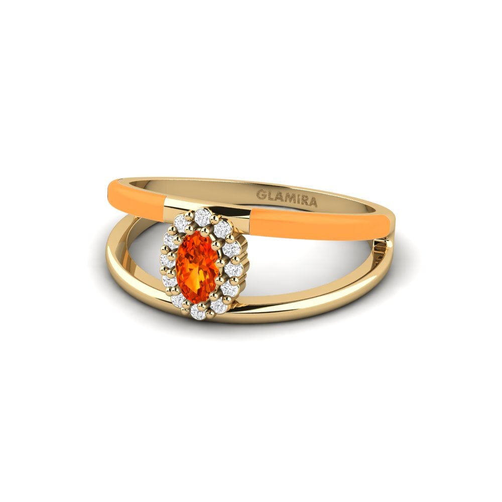 Ringe Seitensteine Orangefarbener Saphir
