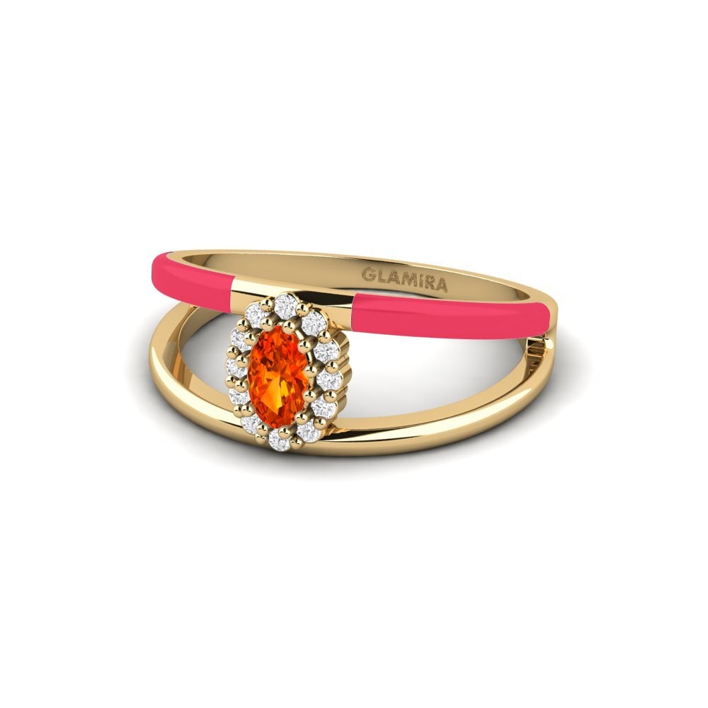 Ringe Seitensteine Orangefarbener Saphir