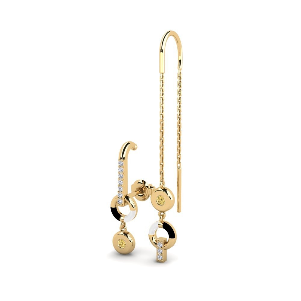 Diamant Jaune Boucle d'oreille femme Incident - SET