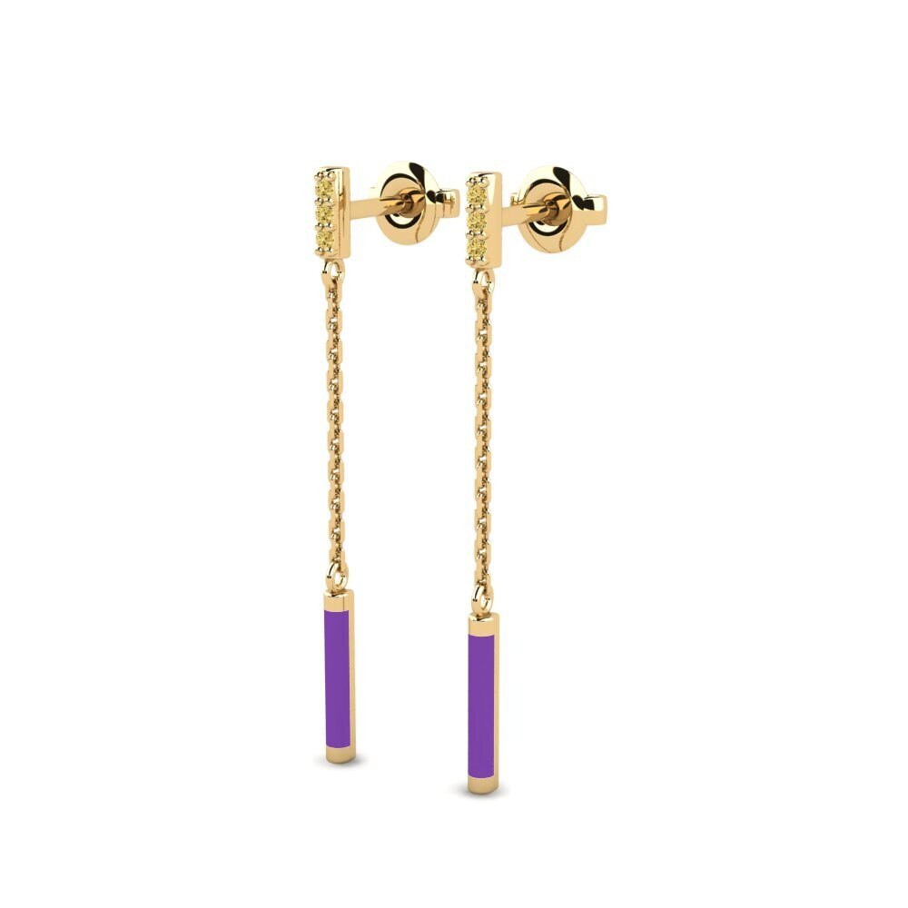 Diamant Jaune Boucle d'oreille femme Poros