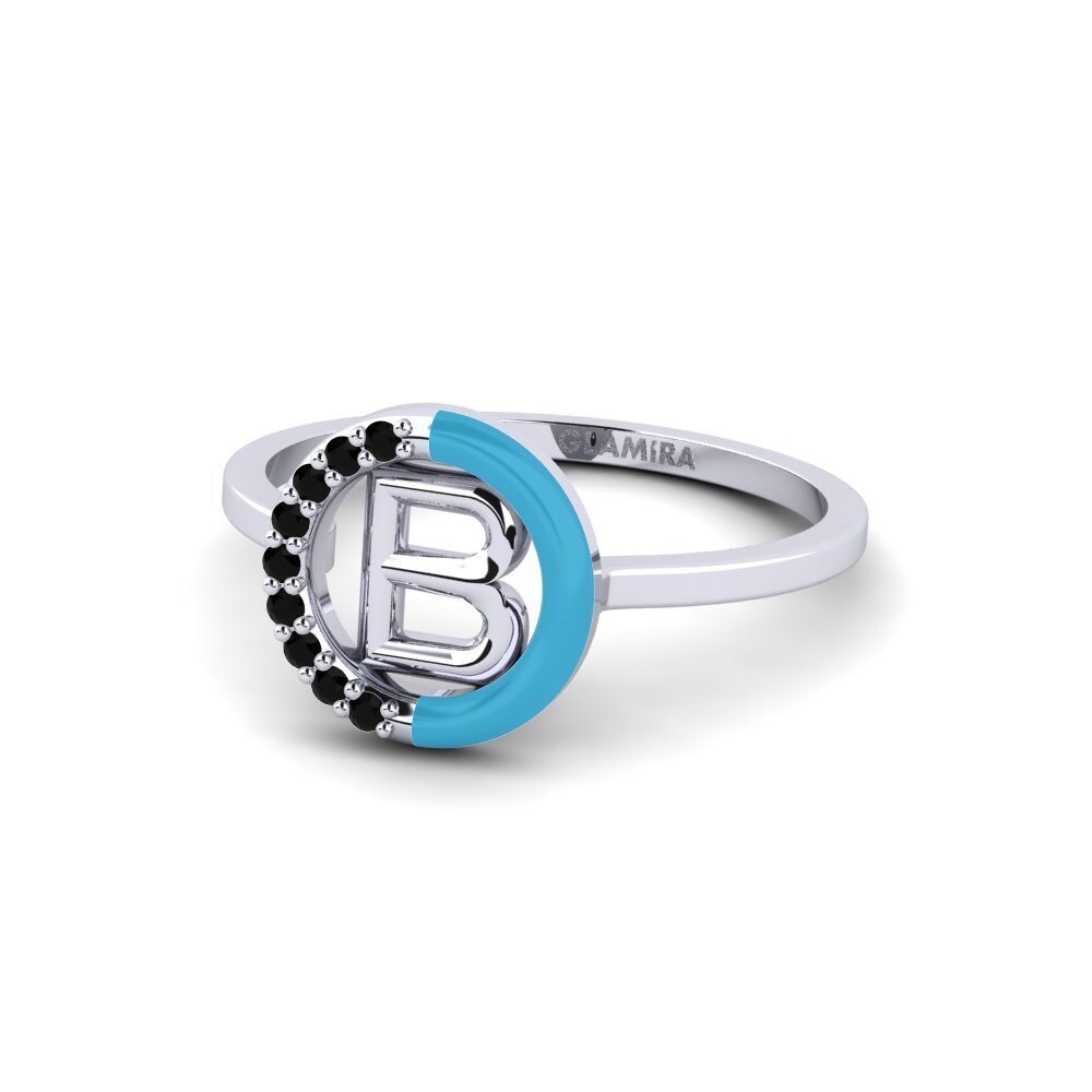 Palladium 950 Schwarzer Onyx Ring Lemnos - B