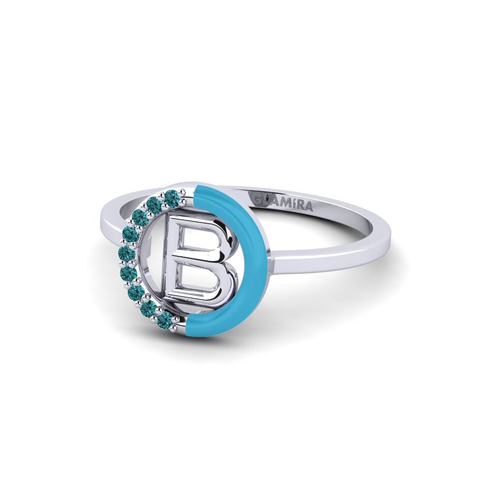 Palladium 950 Blauer Diamant Ring Lemnos - B