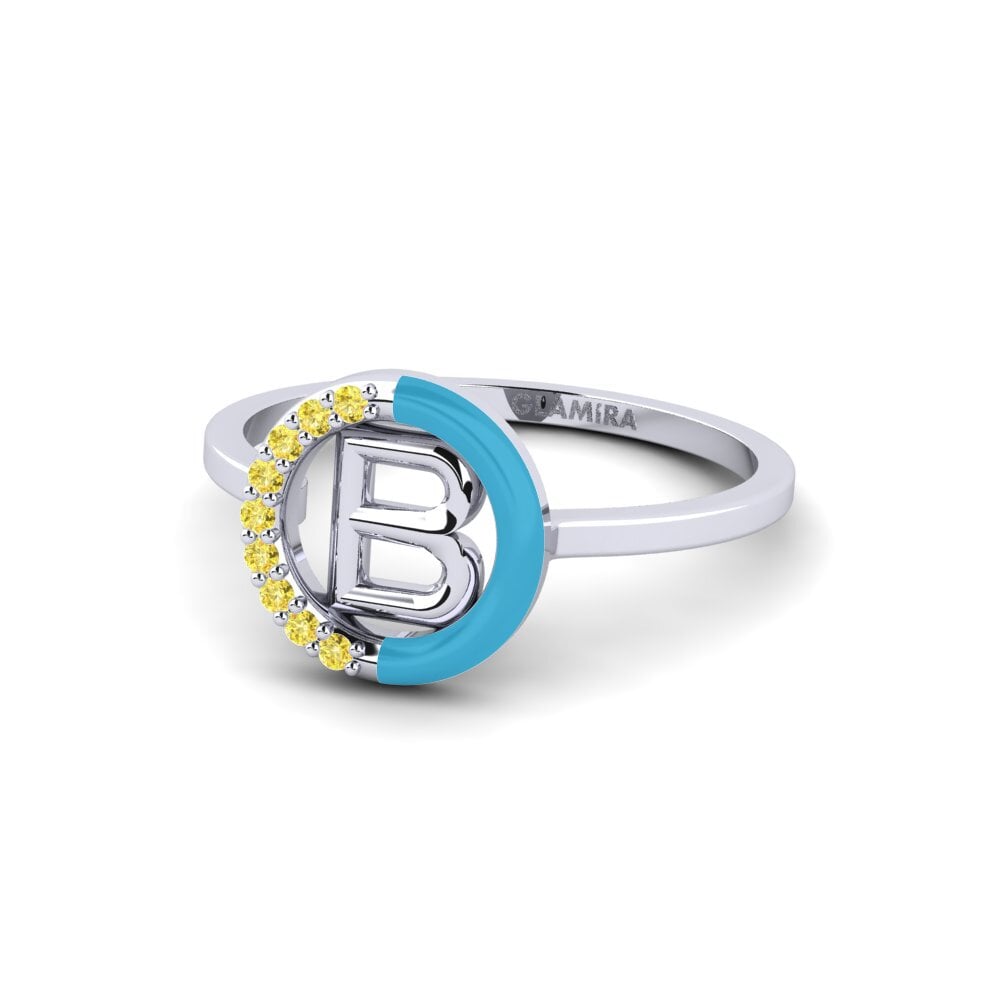 Palladium 950 Gelber Saphir Ring Lemnos - B