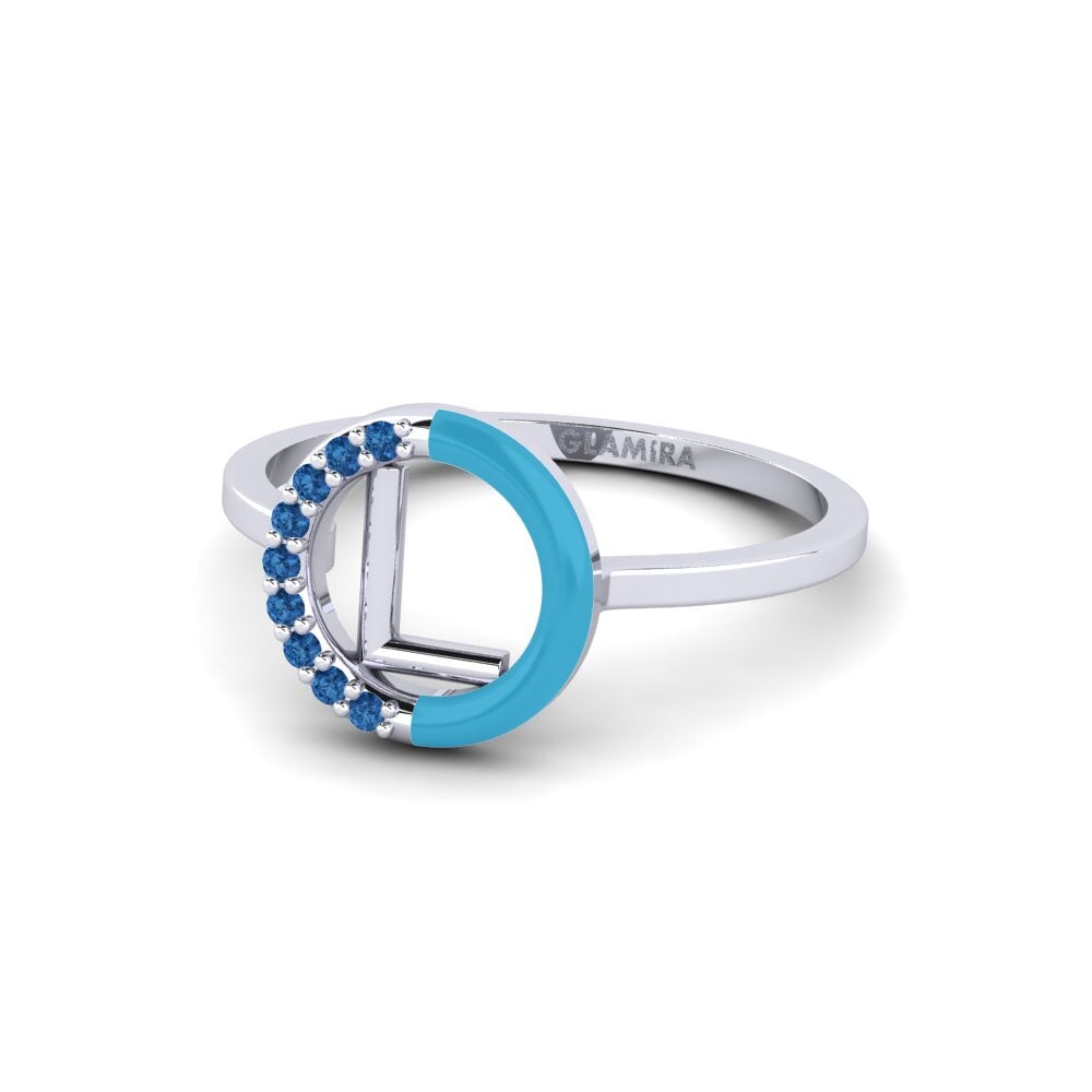Palladium 950 Dunkelblauer Zirkonia Ring Lemnos - L
