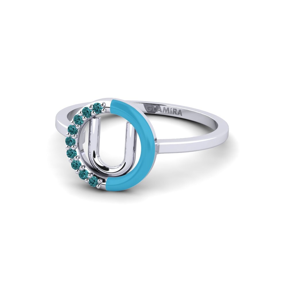Palladium 950 Blauer Diamant Ring Lemnos - U