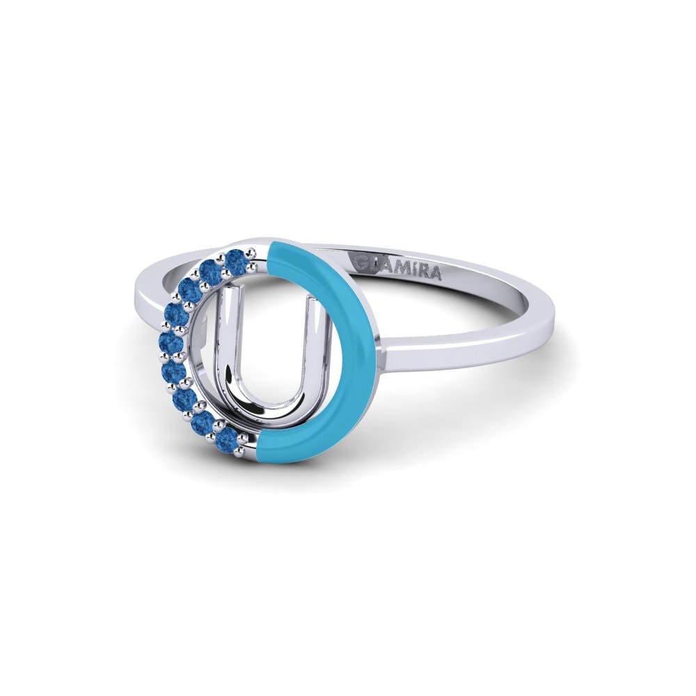 Palladium 950 Dunkelblauer Zirkonia Ring Lemnos - U