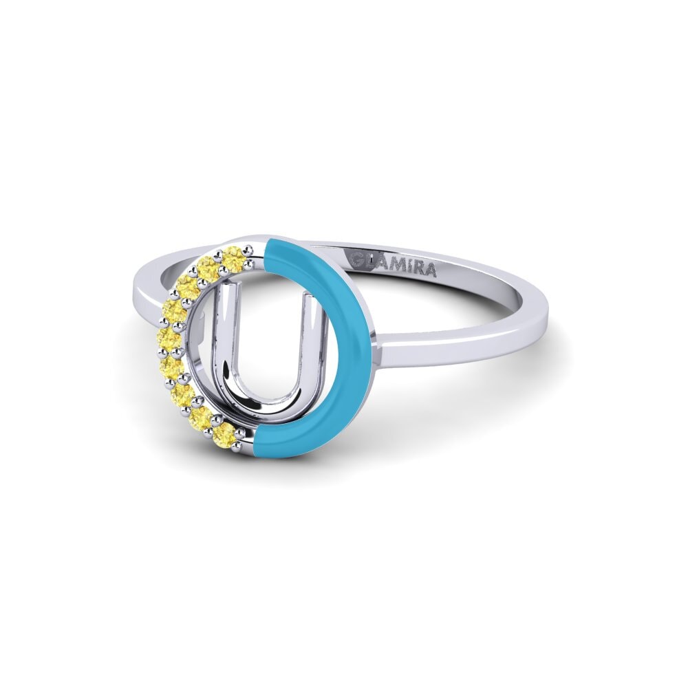 Palladium 950 Gelber Saphir Ring Lemnos - U