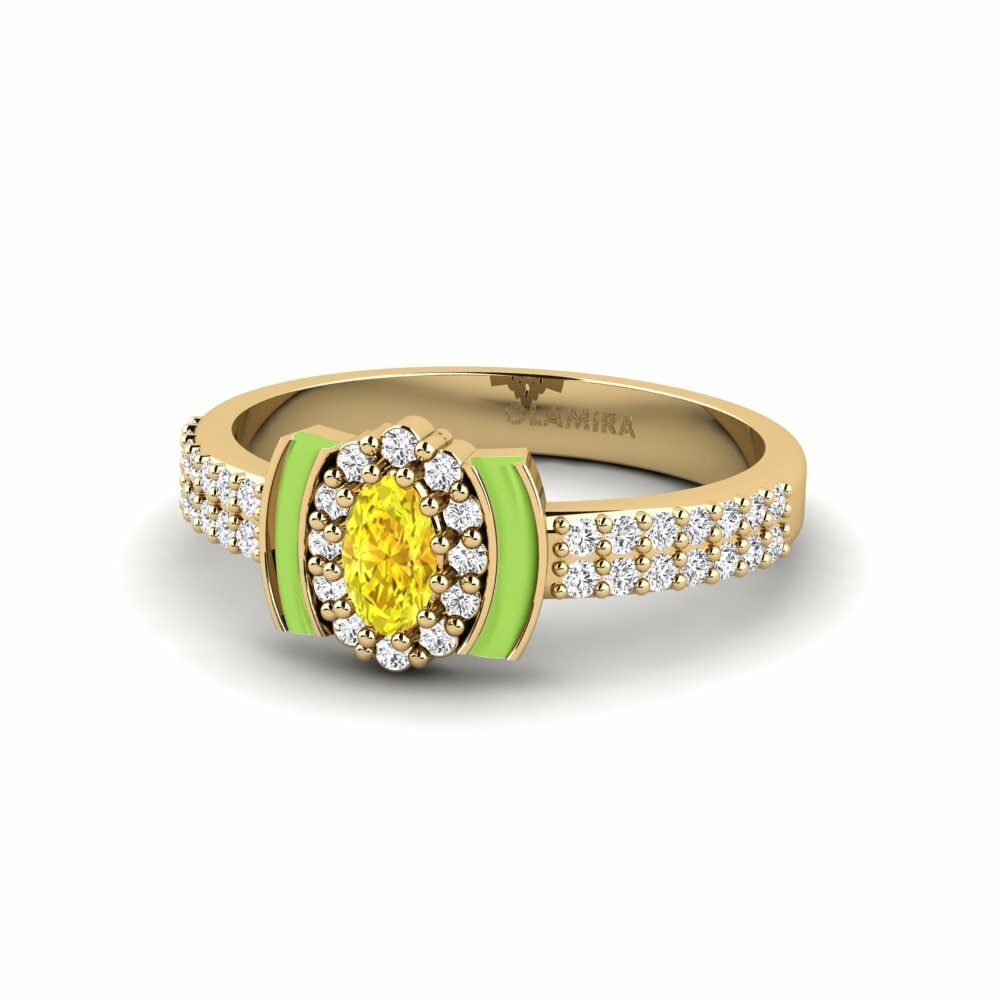 Bagues Saphir Jaune Halo