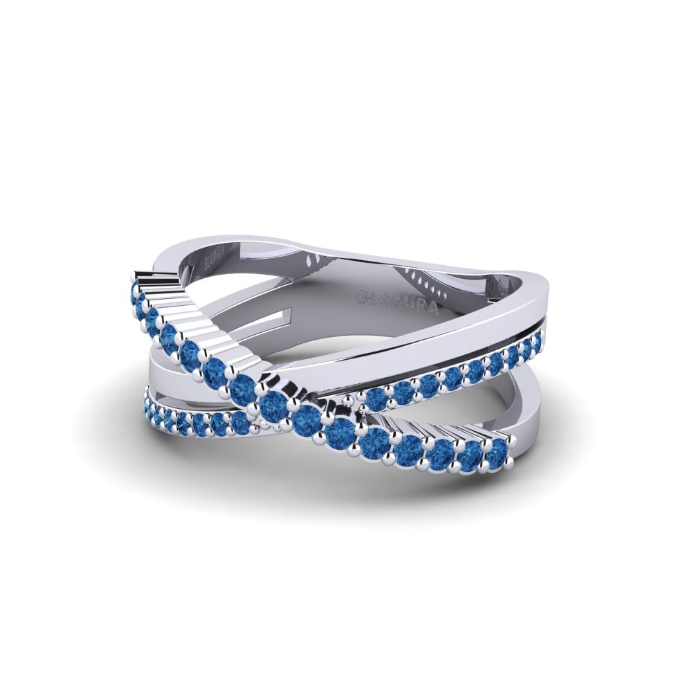 Zircônia azul escuro Anel Akitanya