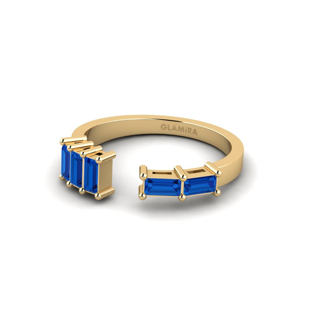14ct Yellow Gold Dark Blue Zirconia Ring Calon