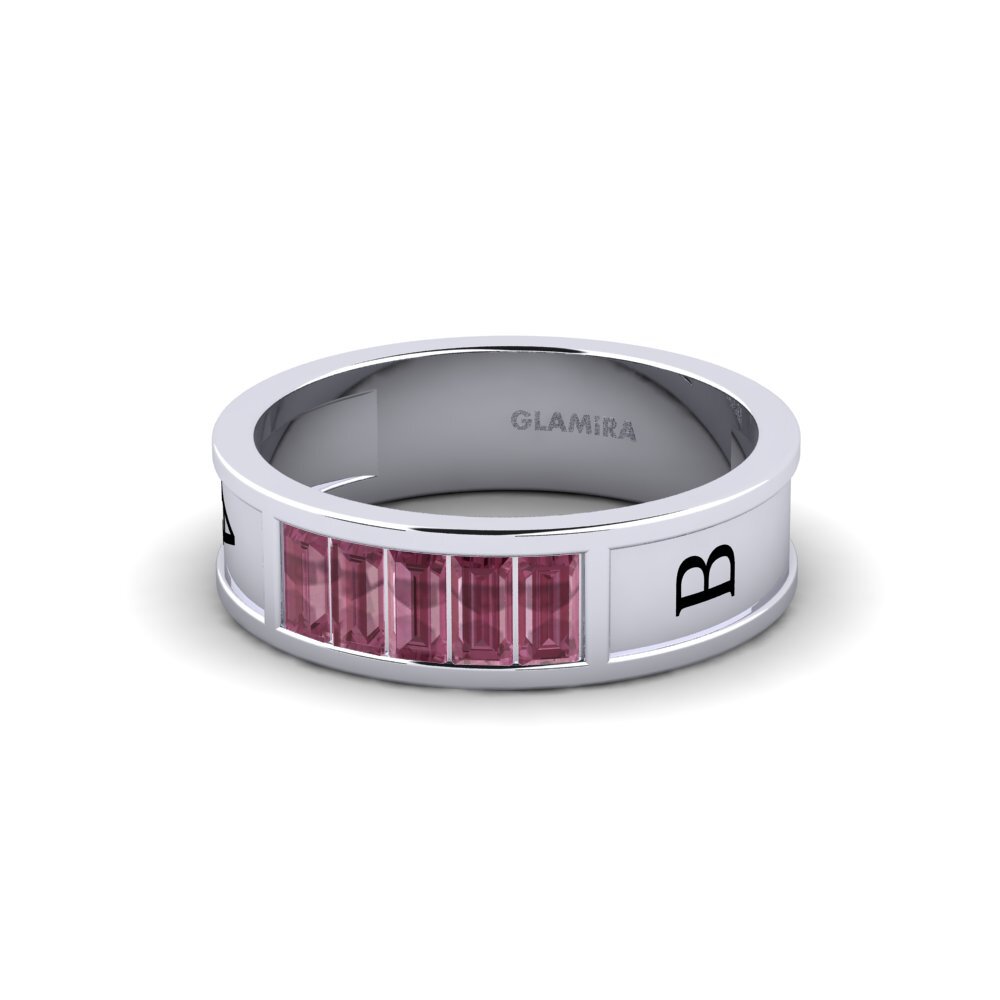 Palladium 950 Rhodolit-Granat Ring Cultured