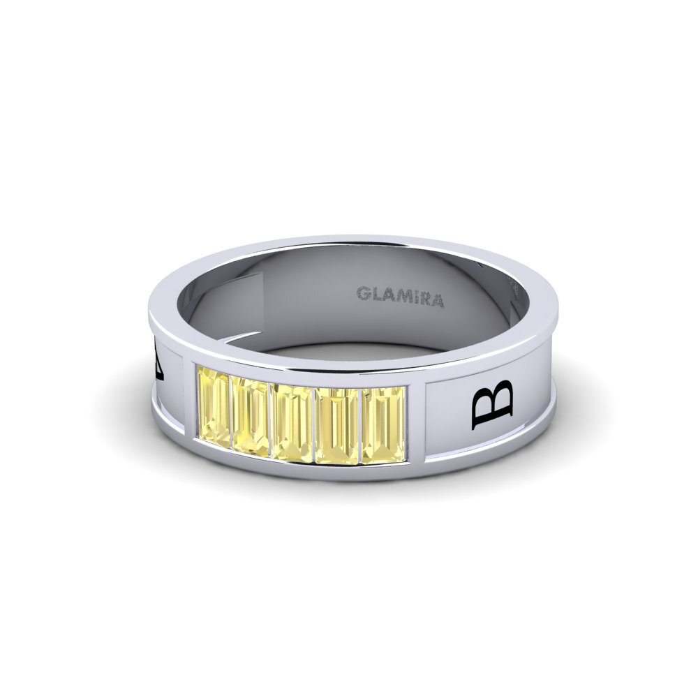 Palladium 950 Gelber Saphir Ring Cultured