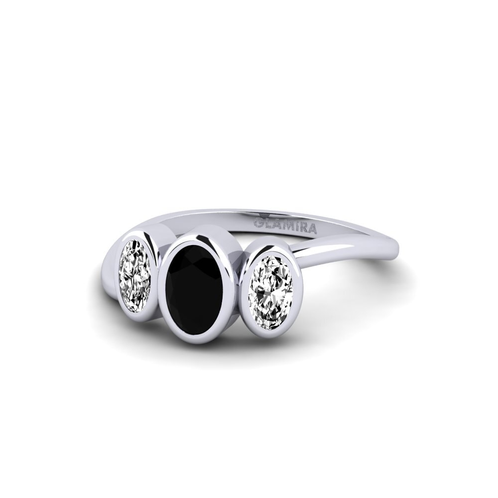 Black Onyx Engagement Ring Dim