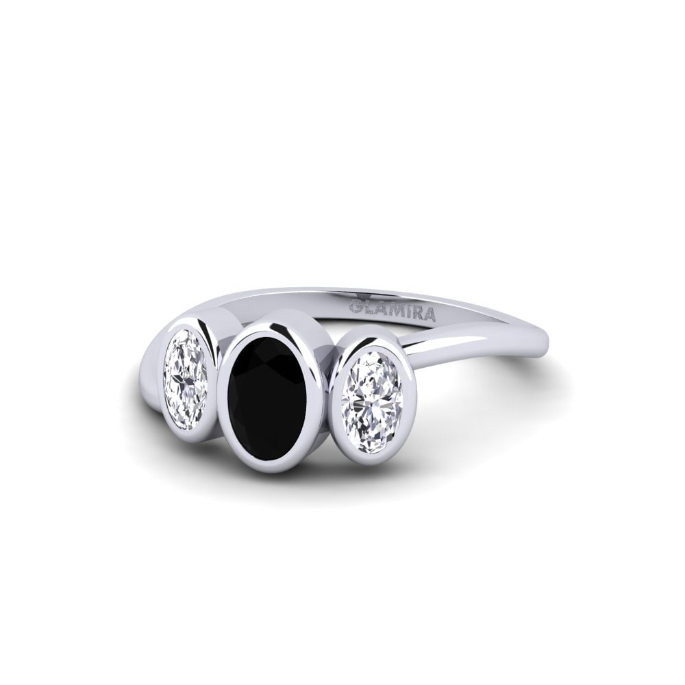 Black Sapphire Engagement Ring Dim