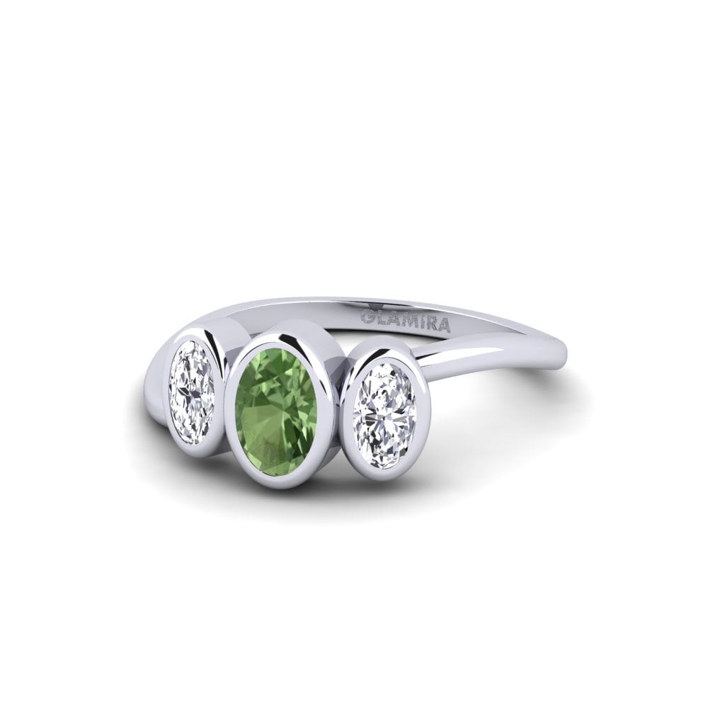 Green Sapphire Engagement Ring Dim