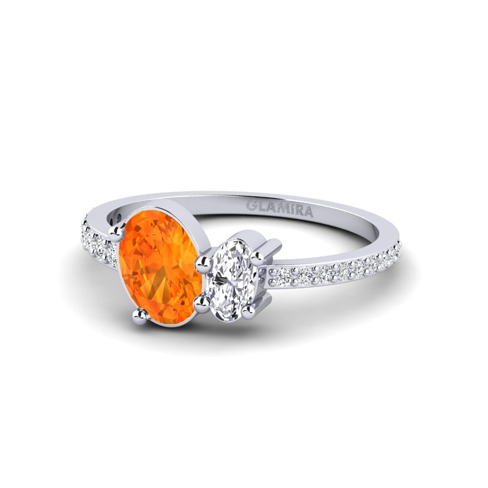 Ovalado Zafiro Naranja Anillo Faradonesia