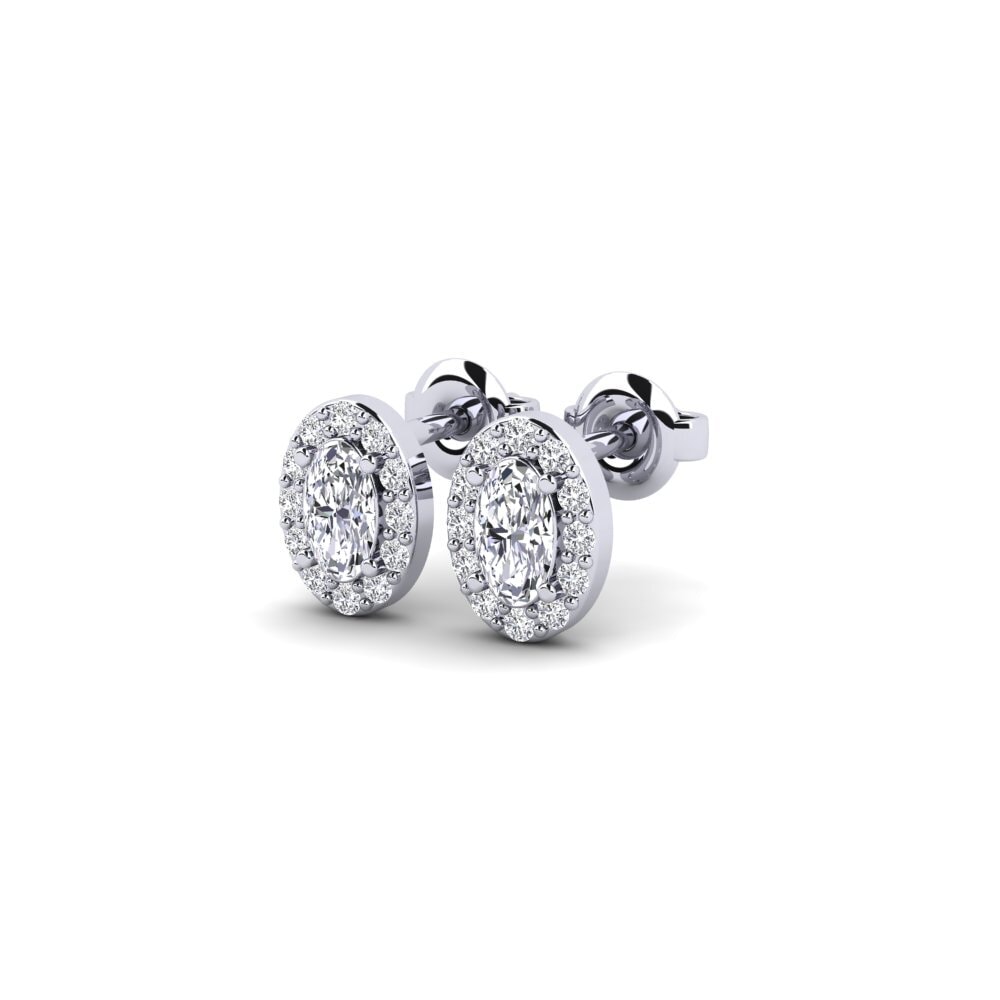 White Silver Diamond Women's Earring Hinojos