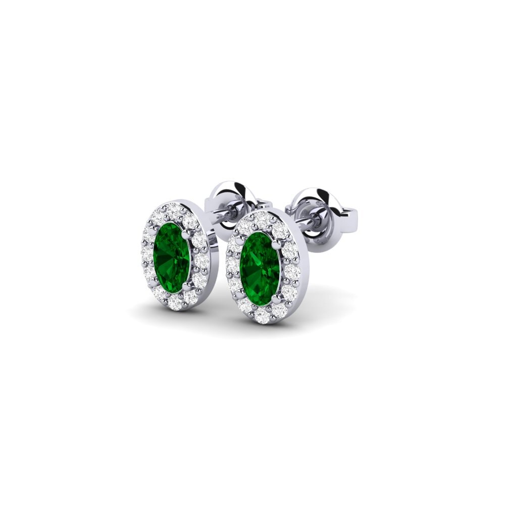 950 Palladium Green Zirconia Women's Earring Hinojos