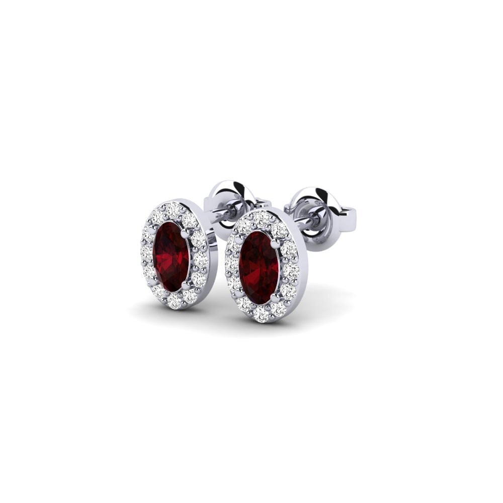 18k White Gold Garnet Women's Earring Hinojos
