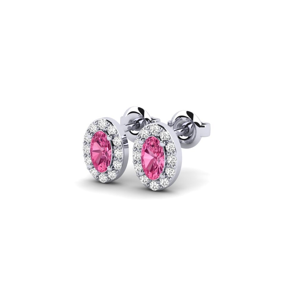 9k White Gold Pink Tourmaline Women's Earring Hinojos