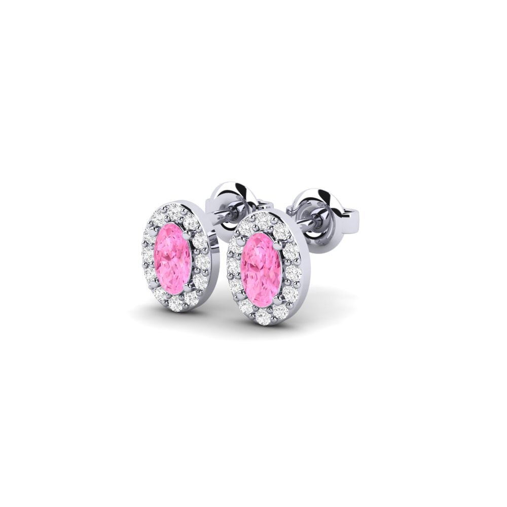 18k White Gold Pink Sapphire Women's Earring Hinojos