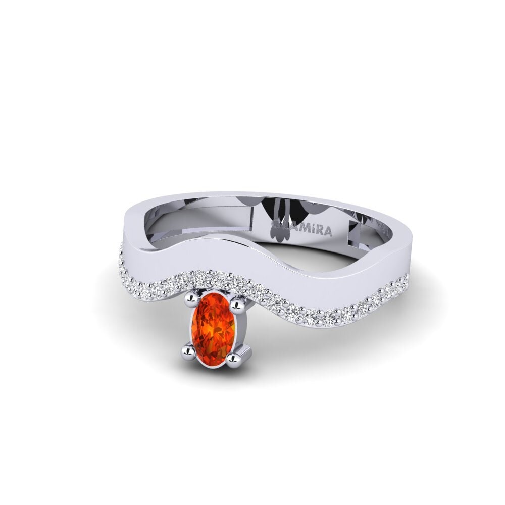 Ovalado Zafiro Naranja Anillo Pozoblanco