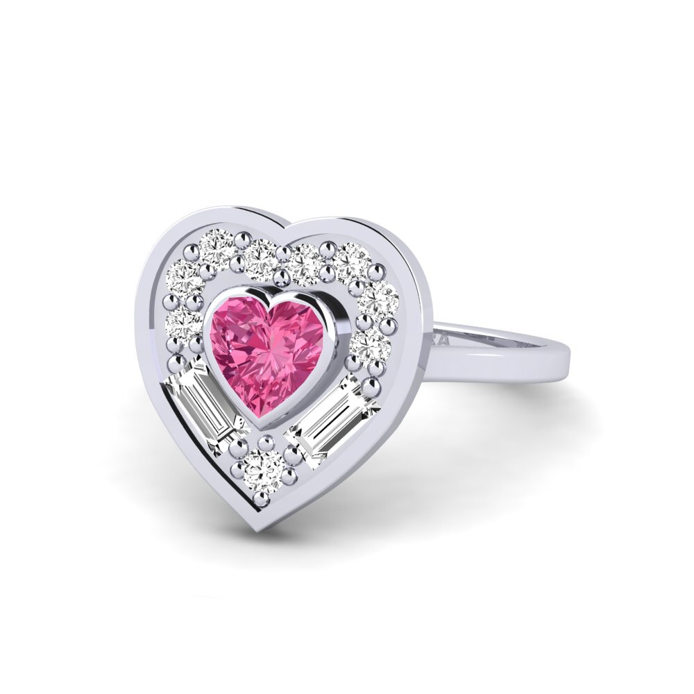 Cuore Tormalina Rosa Anello Sauteurs