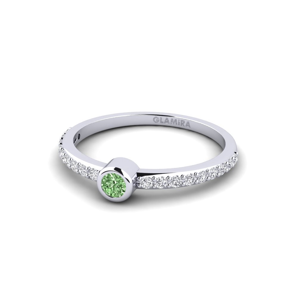 Diamante Verde Anillo de compromiso Tijola