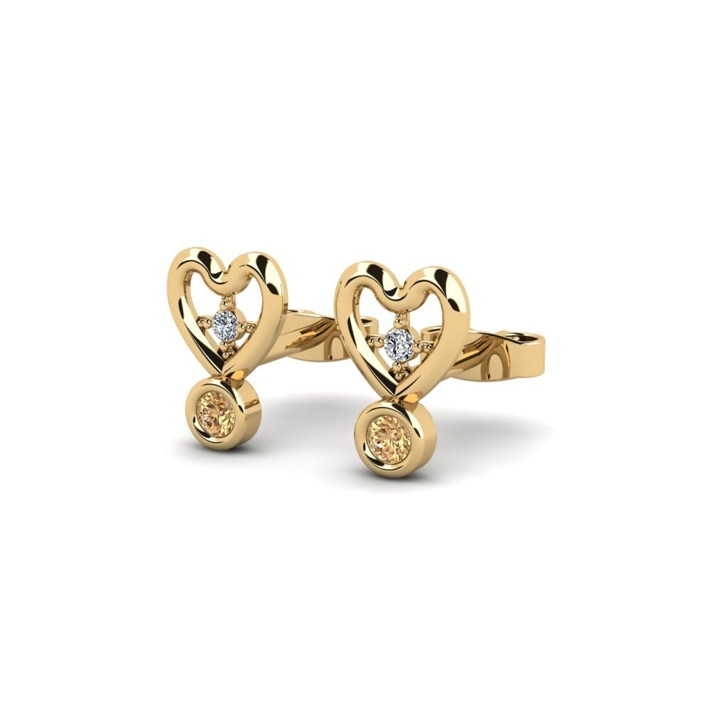 Diamant Brun Boucle d'oreille femme Blanc