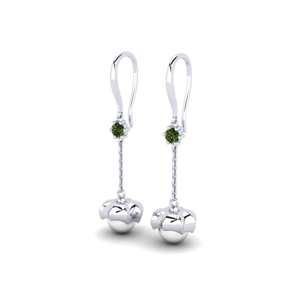 14ct White Gold Green Sapphire Women's Earring Ballast