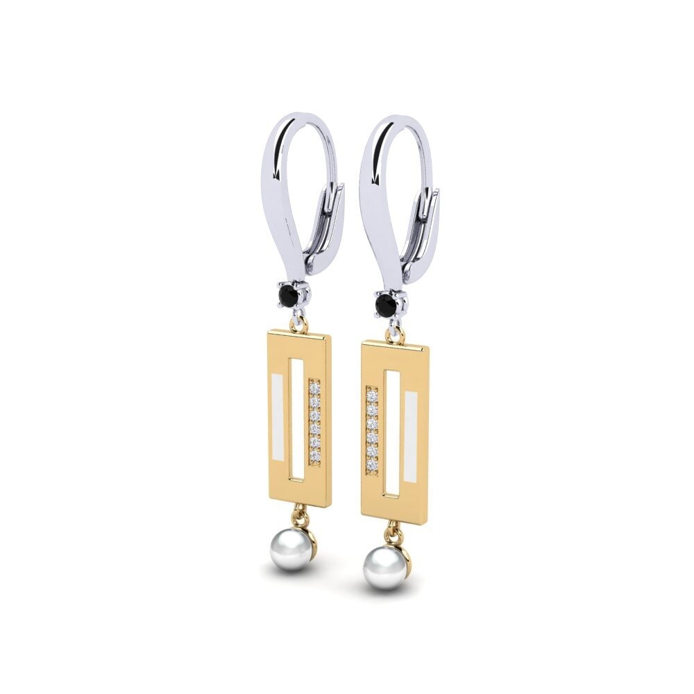 9ct White & Yellow Gold Black Diamond Women's Earring Bistr