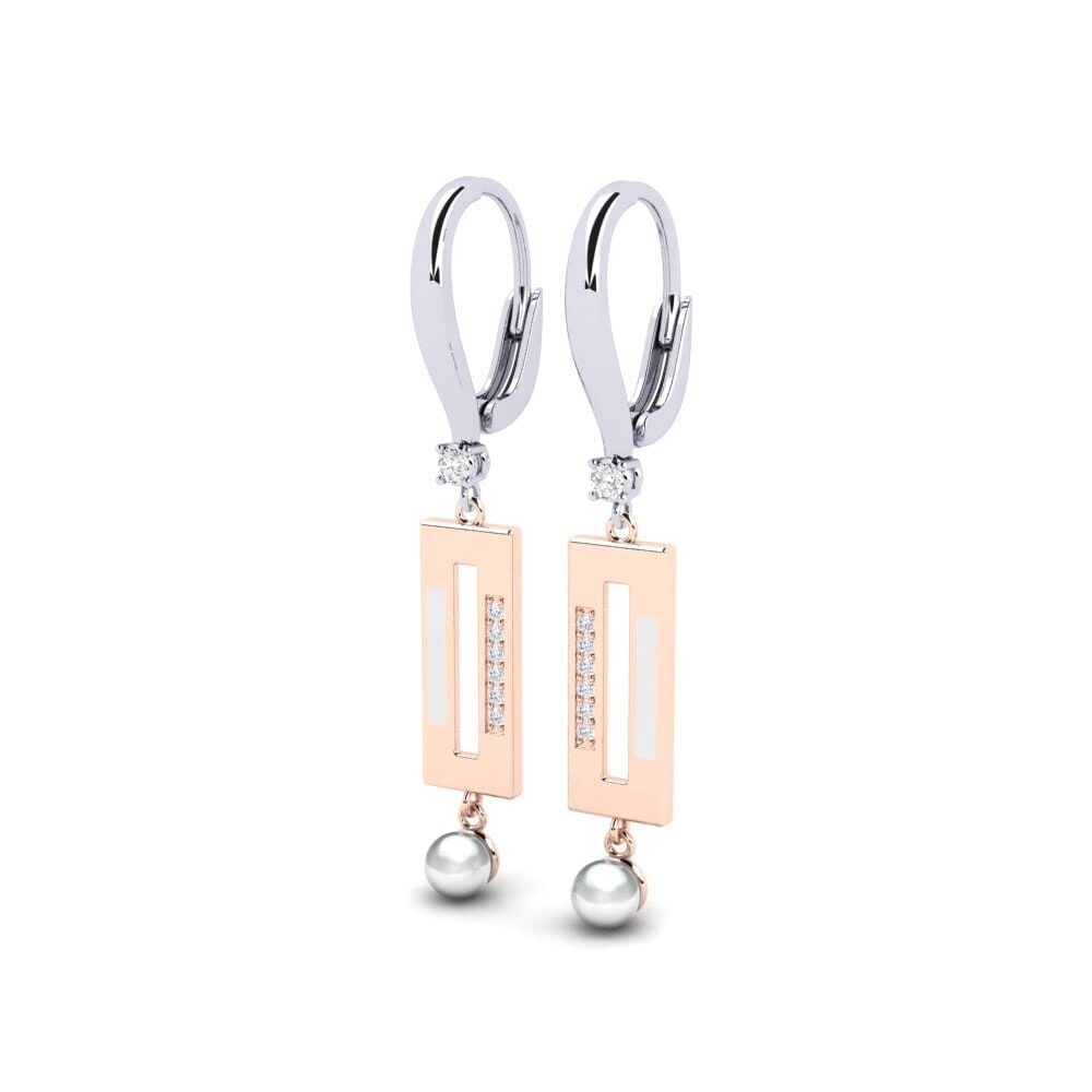 9ct White & Rose Gold White sapphire Women's Earring Bistr