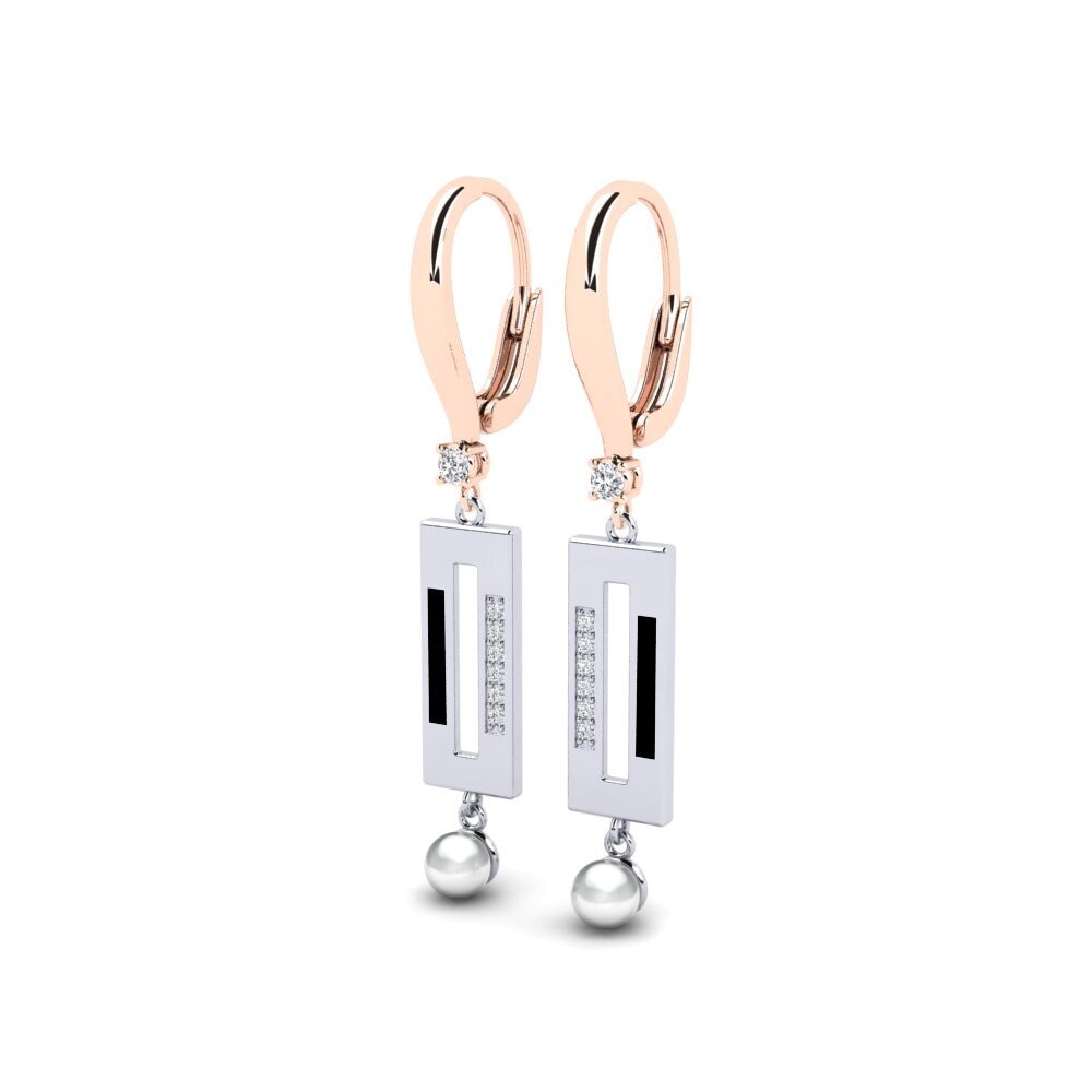 14k Oro Rosa & Blanco Pendiente de mujer Bistr