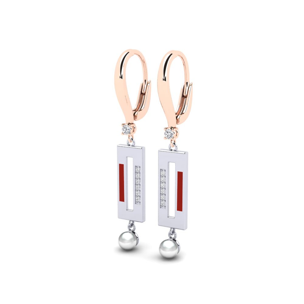 14k Oro Rosa & Blanco Pendiente de mujer Bistr