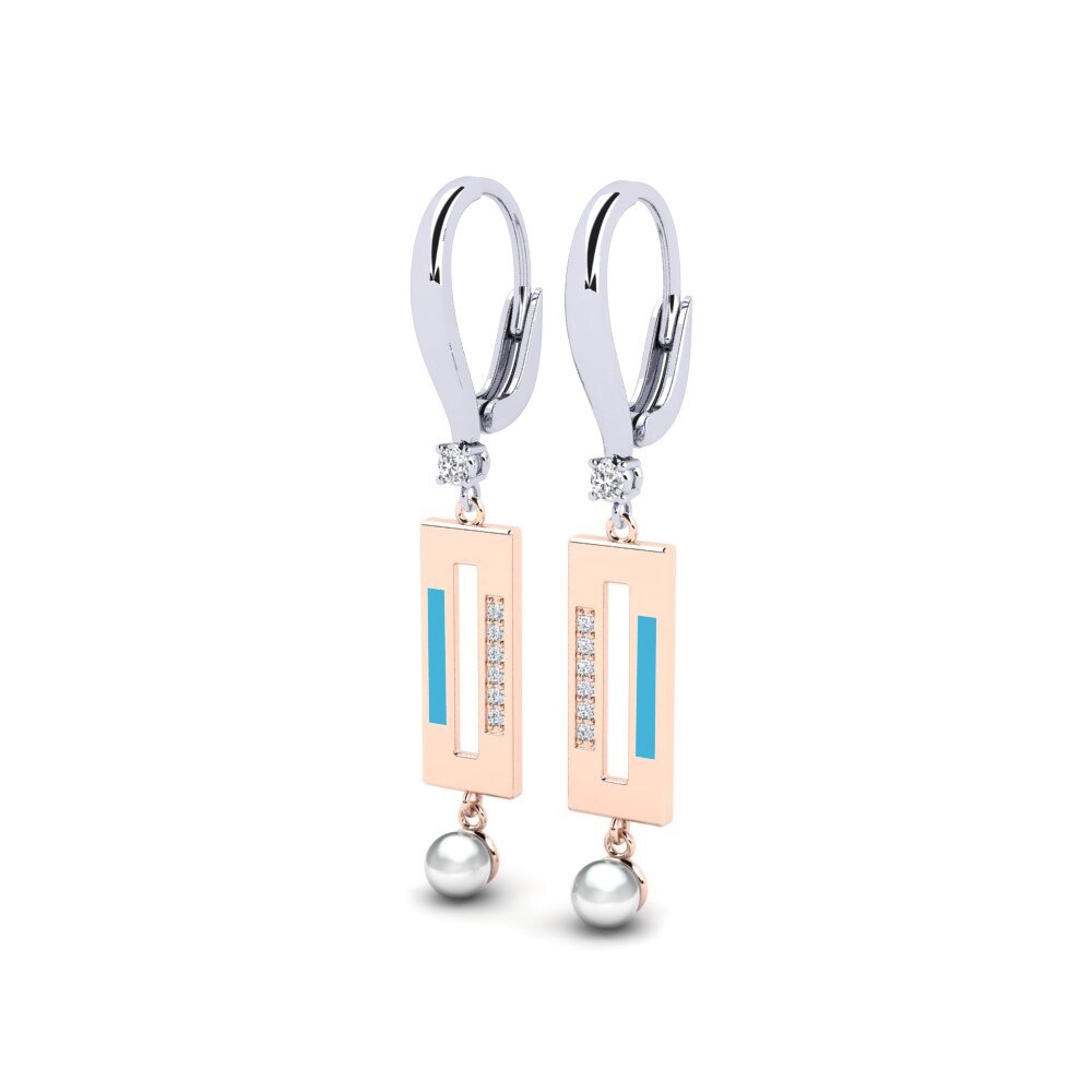 14ct White & Rose Gold Women's Earring Bistr