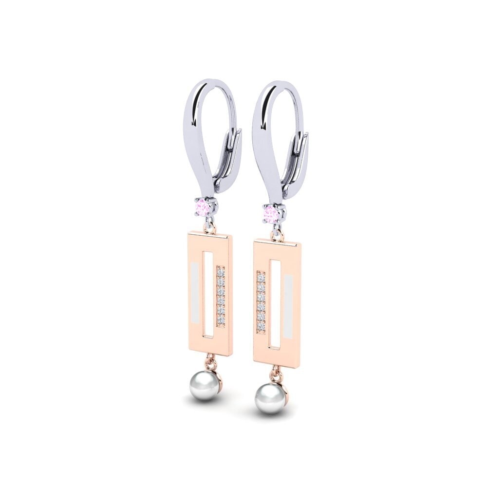 14k Oro Blanco & Rosa Zafiro Rosado Pendiente de mujer Bistr