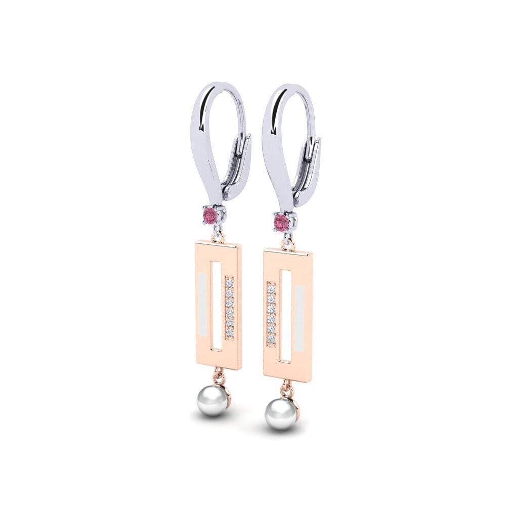 9ct White & Rose Gold Rhodolite Garnet Women's Earring Bistr