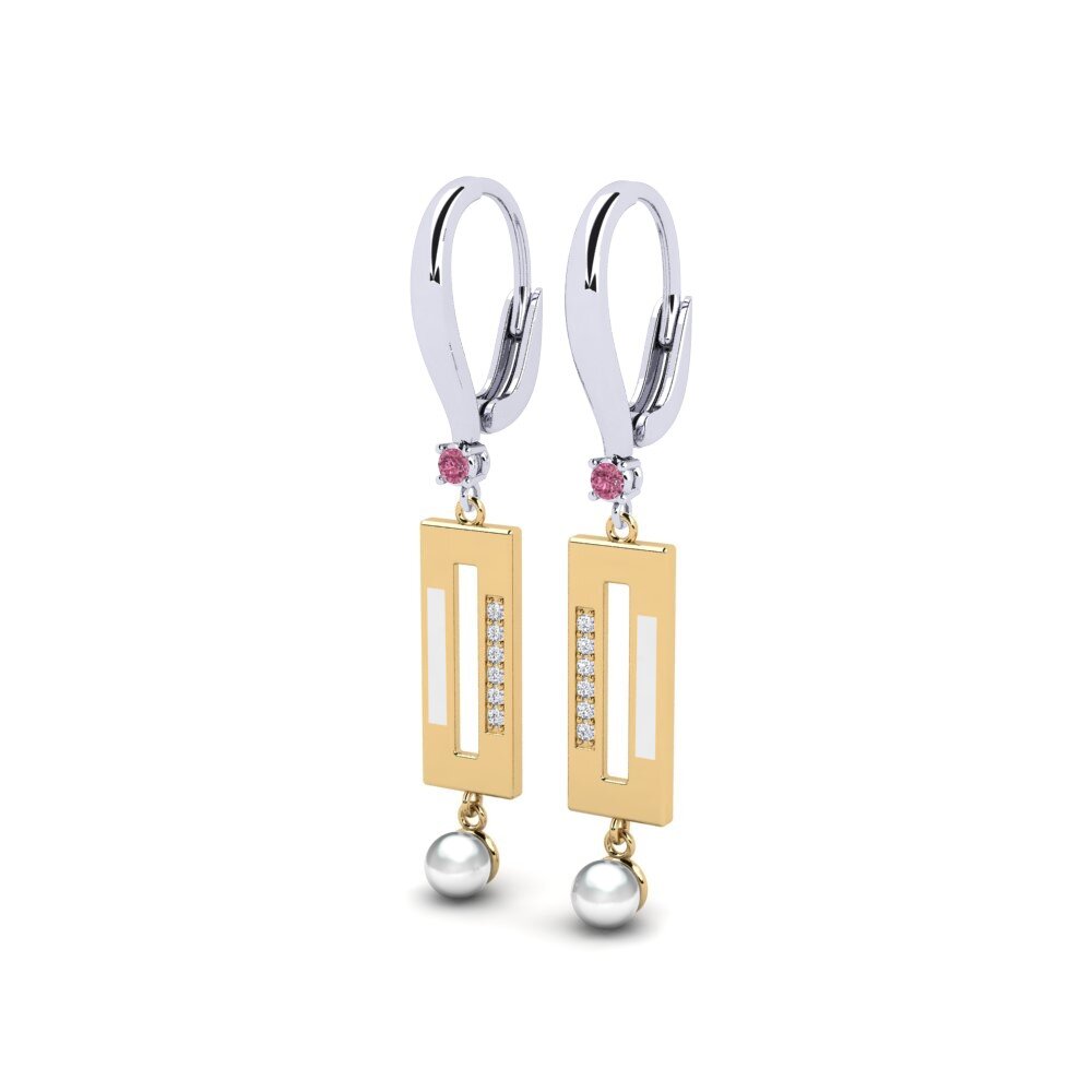 9ct White & Yellow Gold Rhodolite Garnet Women's Earring Bistr