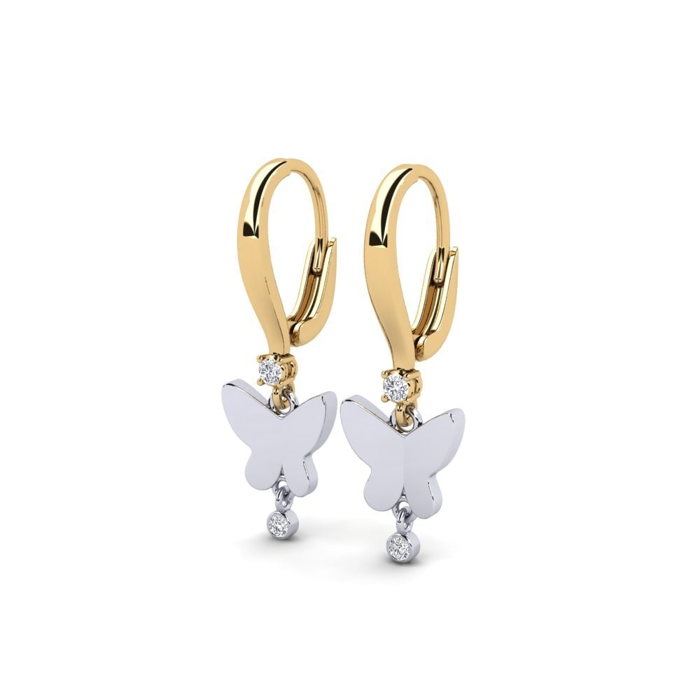 14k Oro Amarillo/Blanco Pendiente de mujer Blankellie