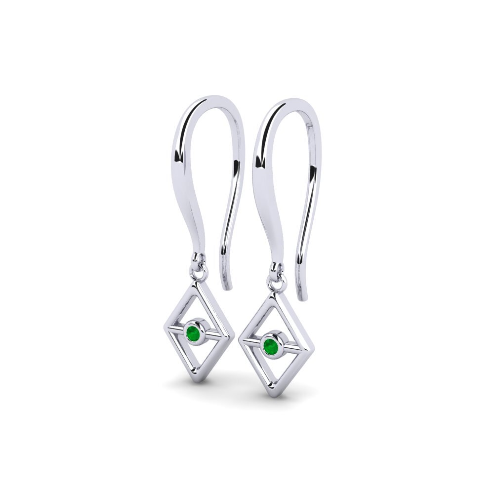 Plata 925 Esmeralda Pendiente de mujer Butited