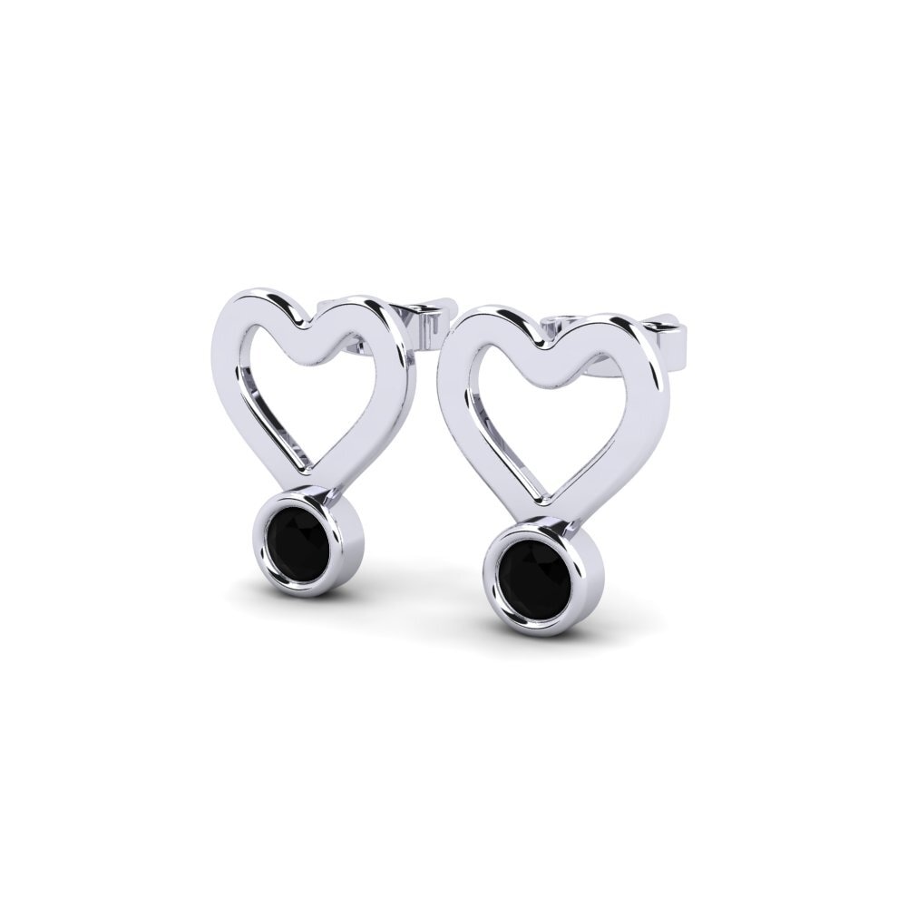 Oro Bianco 585 Diamante Nero Orecchino da donna Sablam