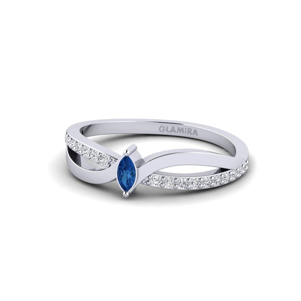 Zircônia azul escuro Anel Htenies