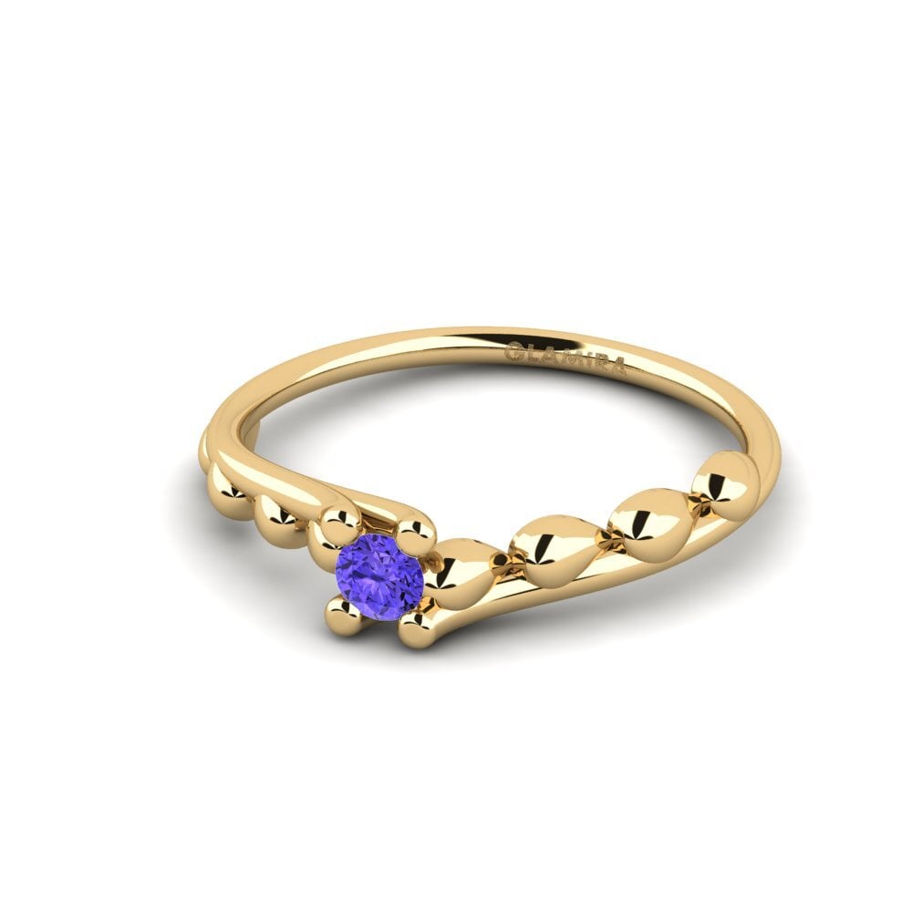 18k Oro Amarillo Tanzanita Anillo de compromiso Inconclusively