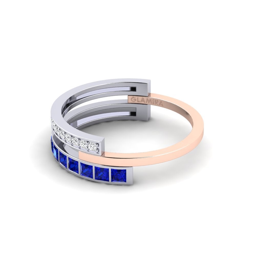14k Oro Blanco & Rosa Princesa Anillo Indistinctly