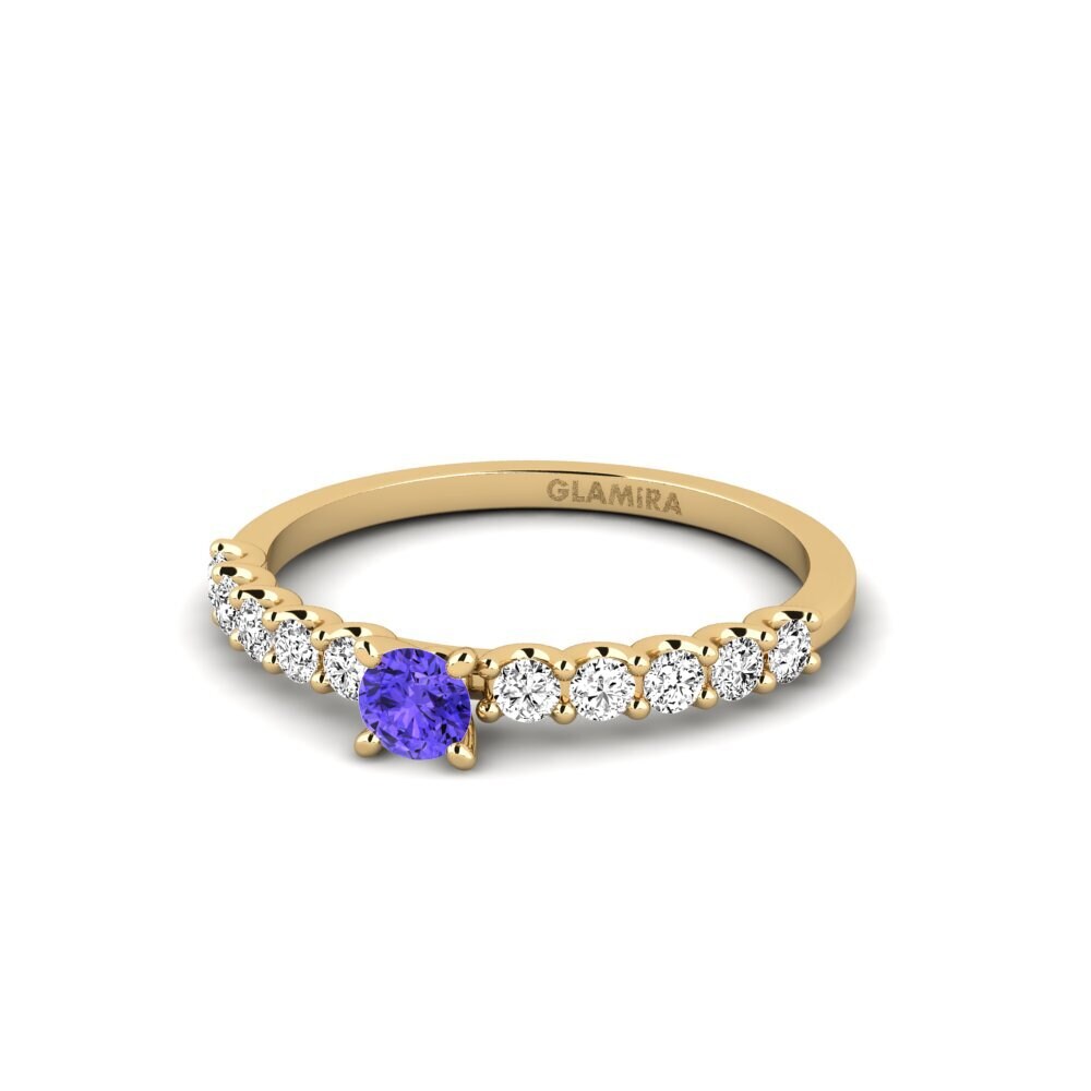 18k Oro Amarillo Tanzanita Anillo de compromiso Institutionalize