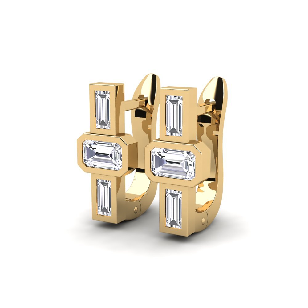 14k Oro Amarillo Esmeralda Pendiente de mujer Pedrera