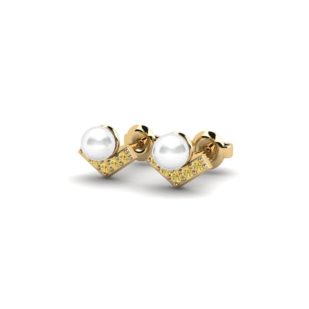 14k Yellow Gold Yellow Diamond Women's Earring Saucejo