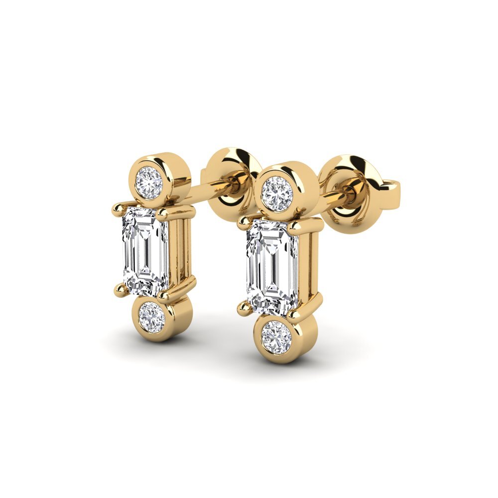 14k Oro Amarillo Esmeralda Pendiente de mujer Utreva