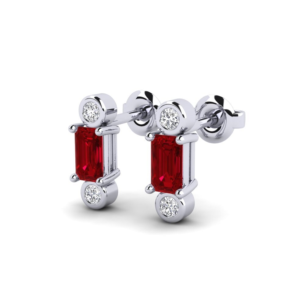 Emerald Cut Red Zirconia Women's Earring Utreva