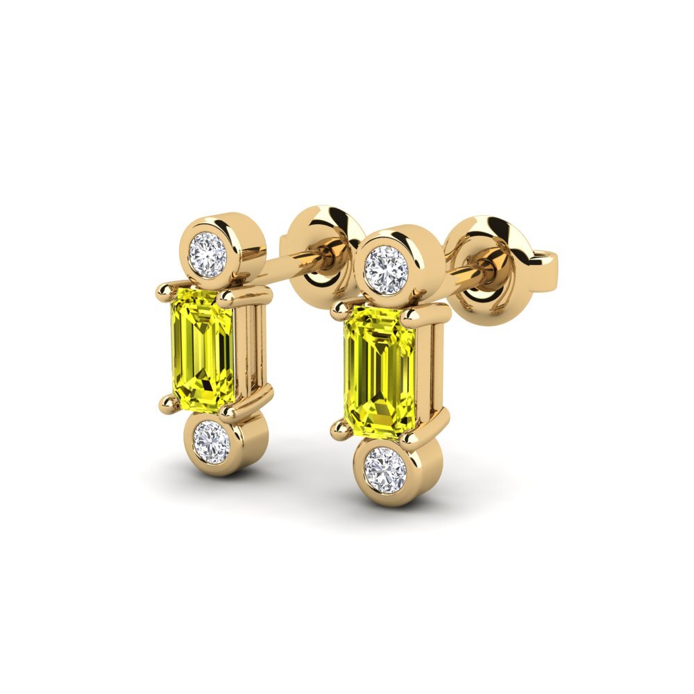 14k Yellow Gold Yellow Diamond Women's Earring Utreva